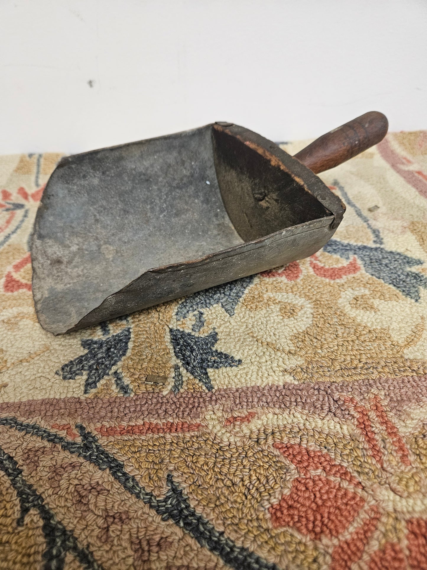 Vintage Metal Feed Scoop With Wood Handle.