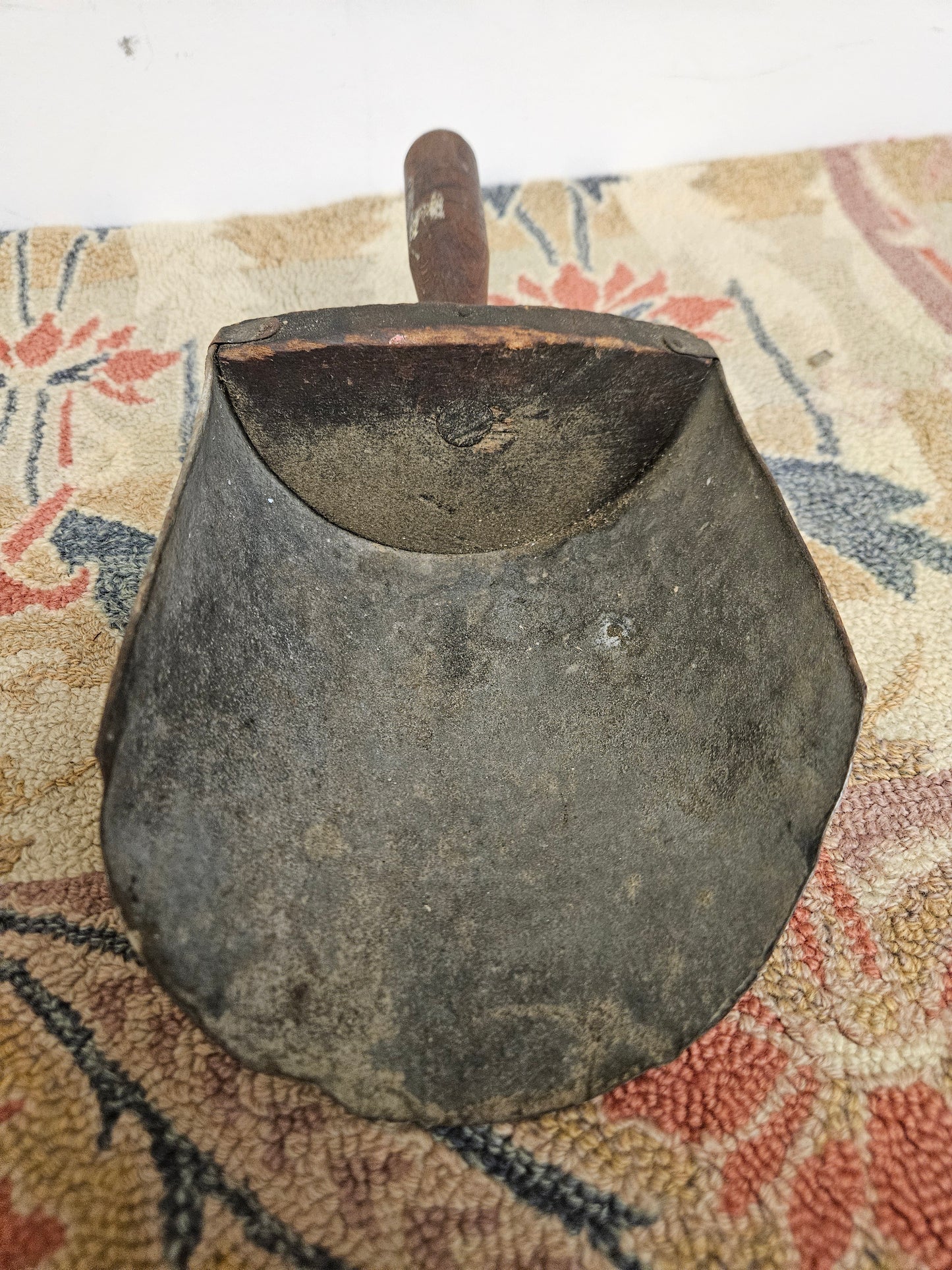Vintage Metal Feed Scoop With Wood Handle.