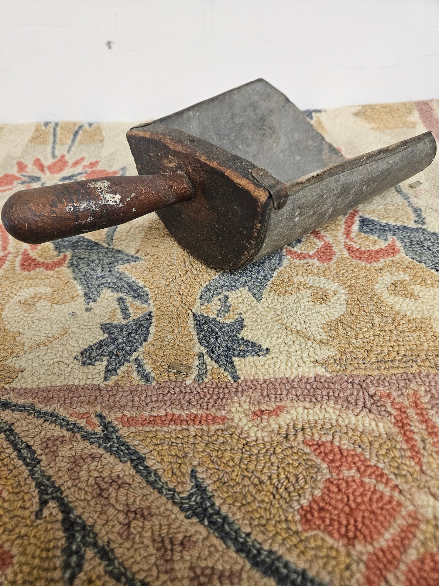 Vintage Metal Feed Scoop With Wood Handle.