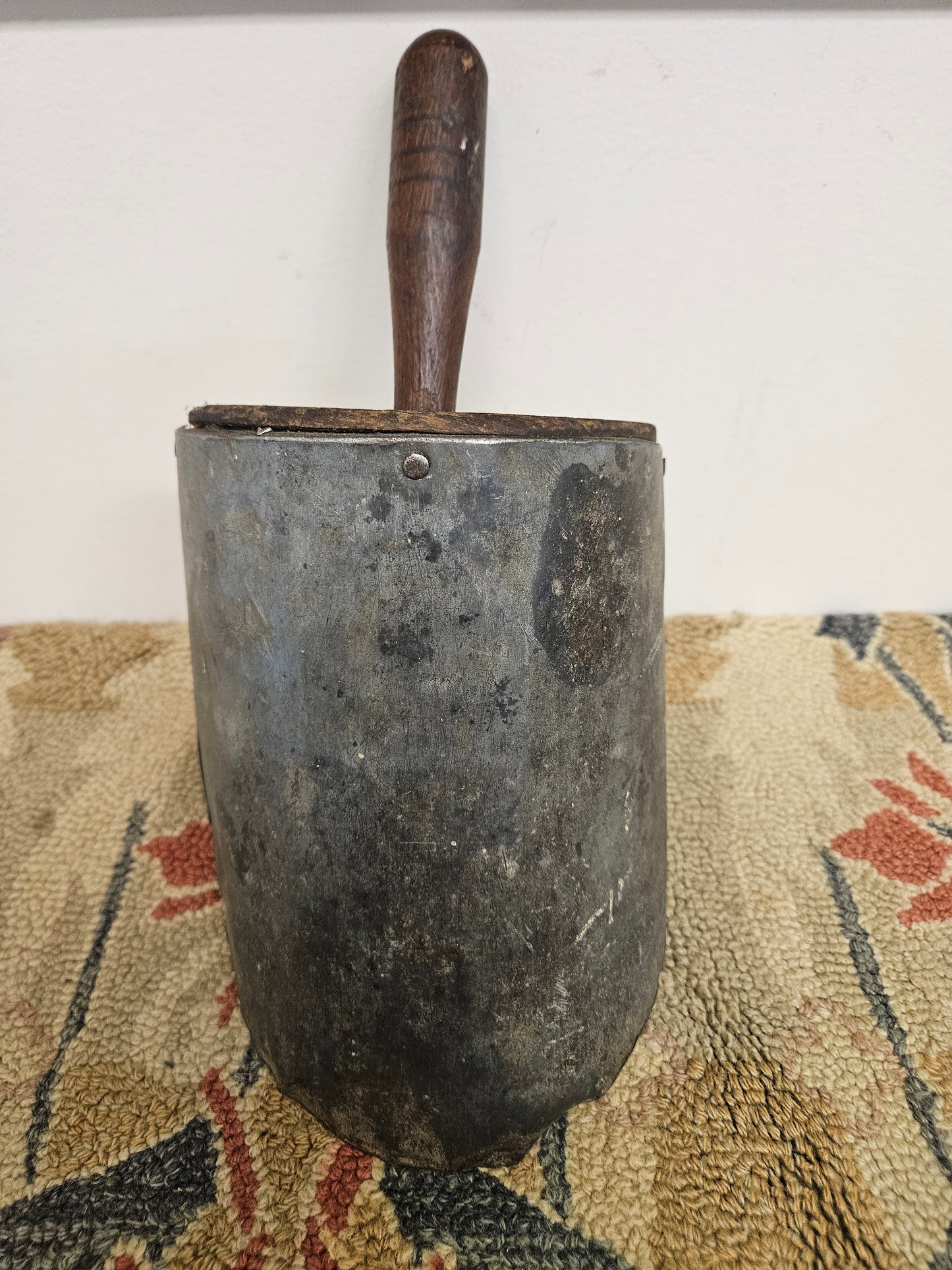 Vintage Metal Feed Scoop With Wood Handle.