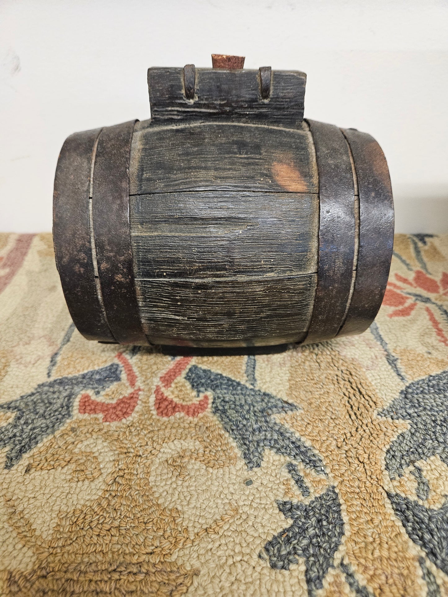 18th century staved oak cider flask.