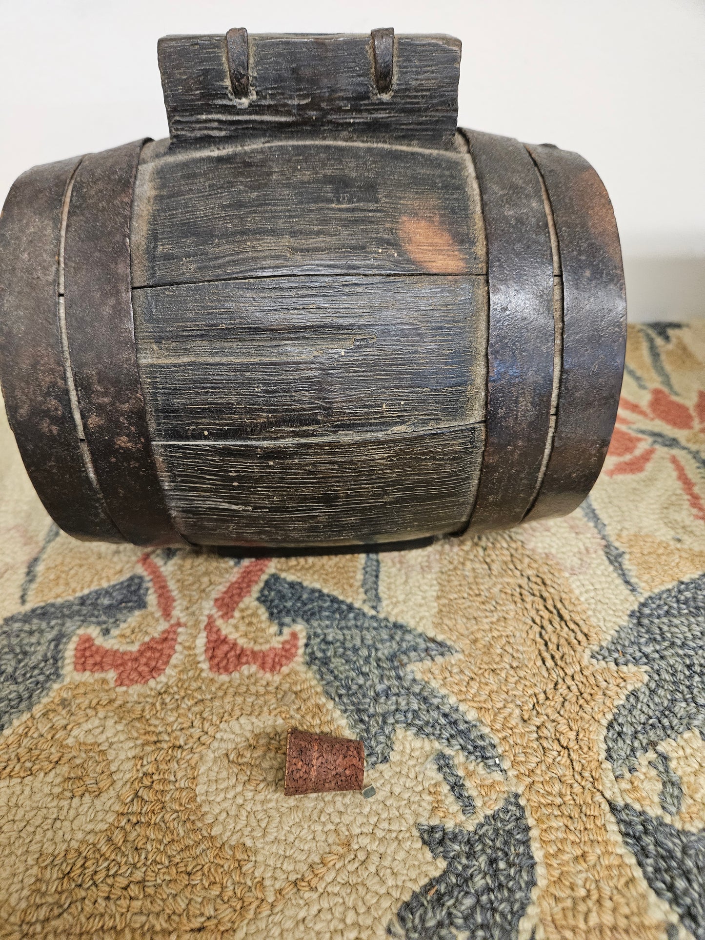 18th century staved oak cider flask.