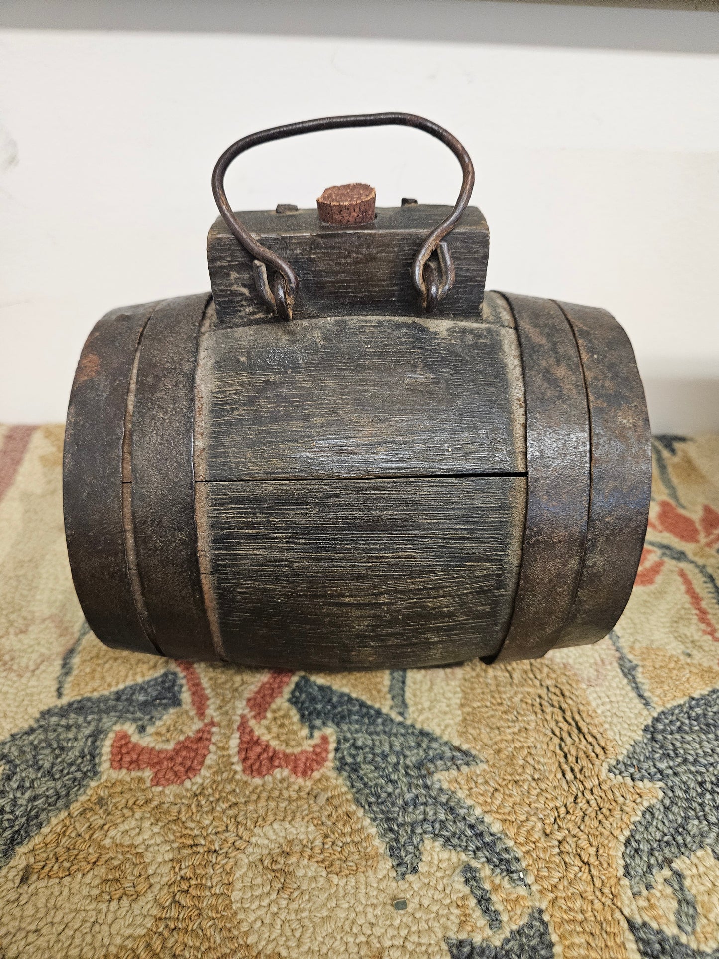18th century staved oak cider flask.
