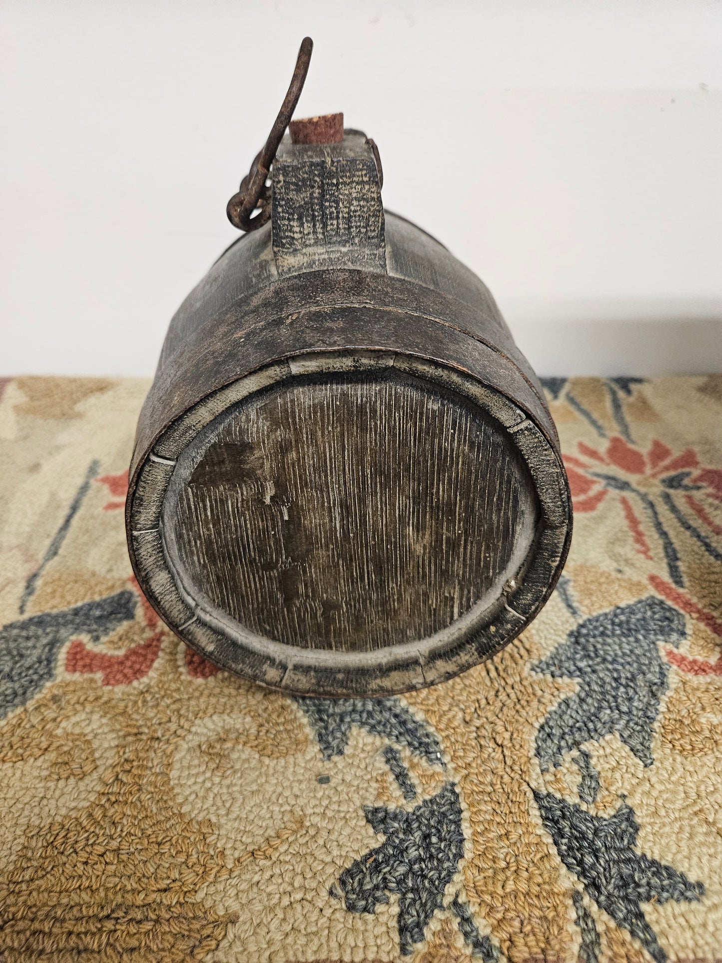 18th century staved oak cider flask.