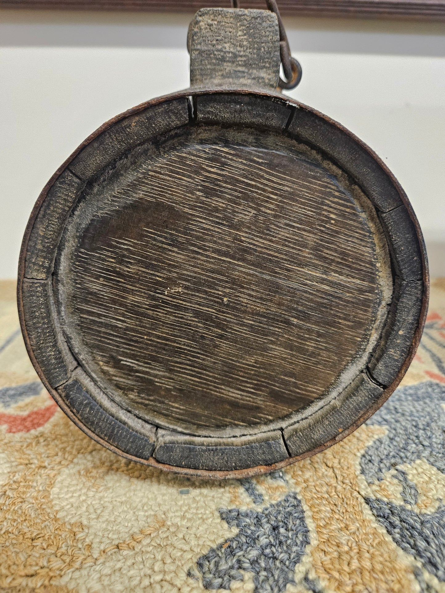 18th century staved oak cider flask.