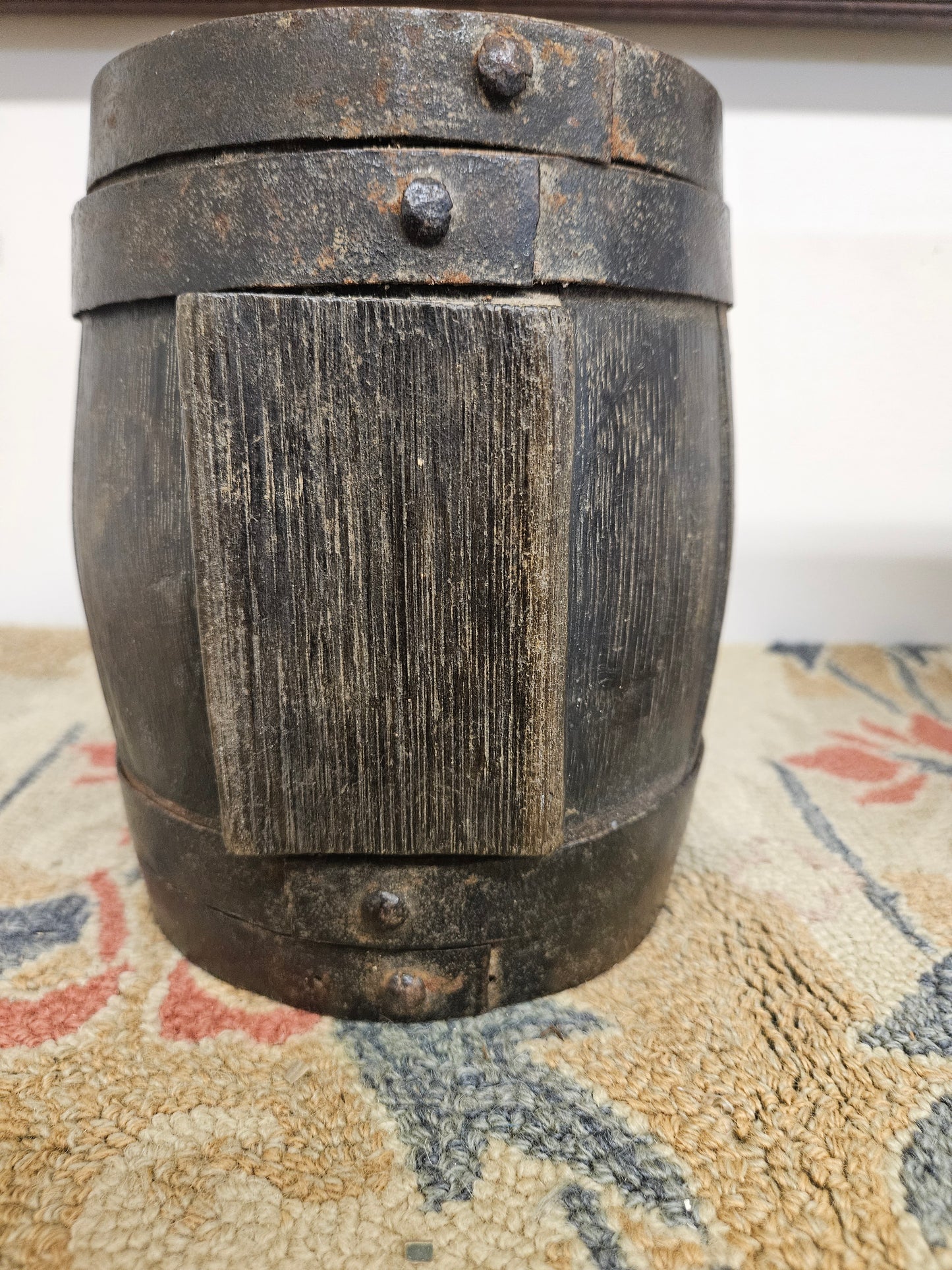 18th century staved oak cider flask.