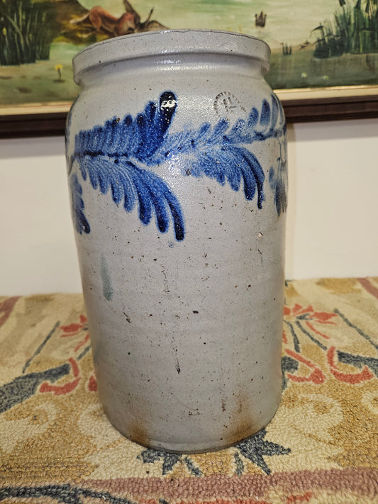 Gorgeous Blue Cobalt Decorated Baltimore Stoneware Storage Jar!!!