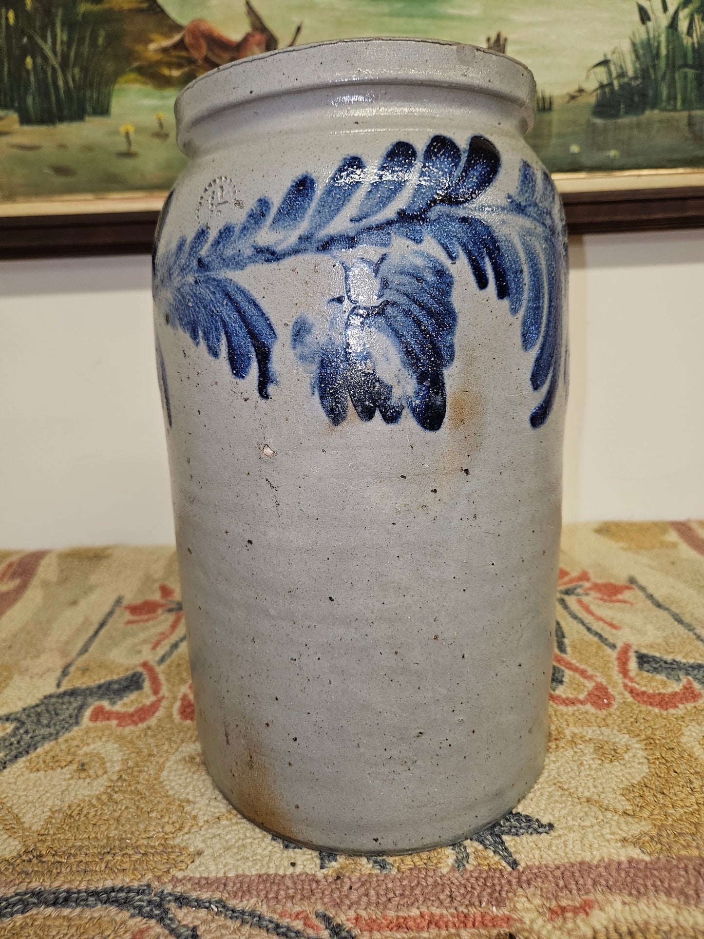 Gorgeous Blue Cobalt Decorated Baltimore Stoneware Storage Jar!!!