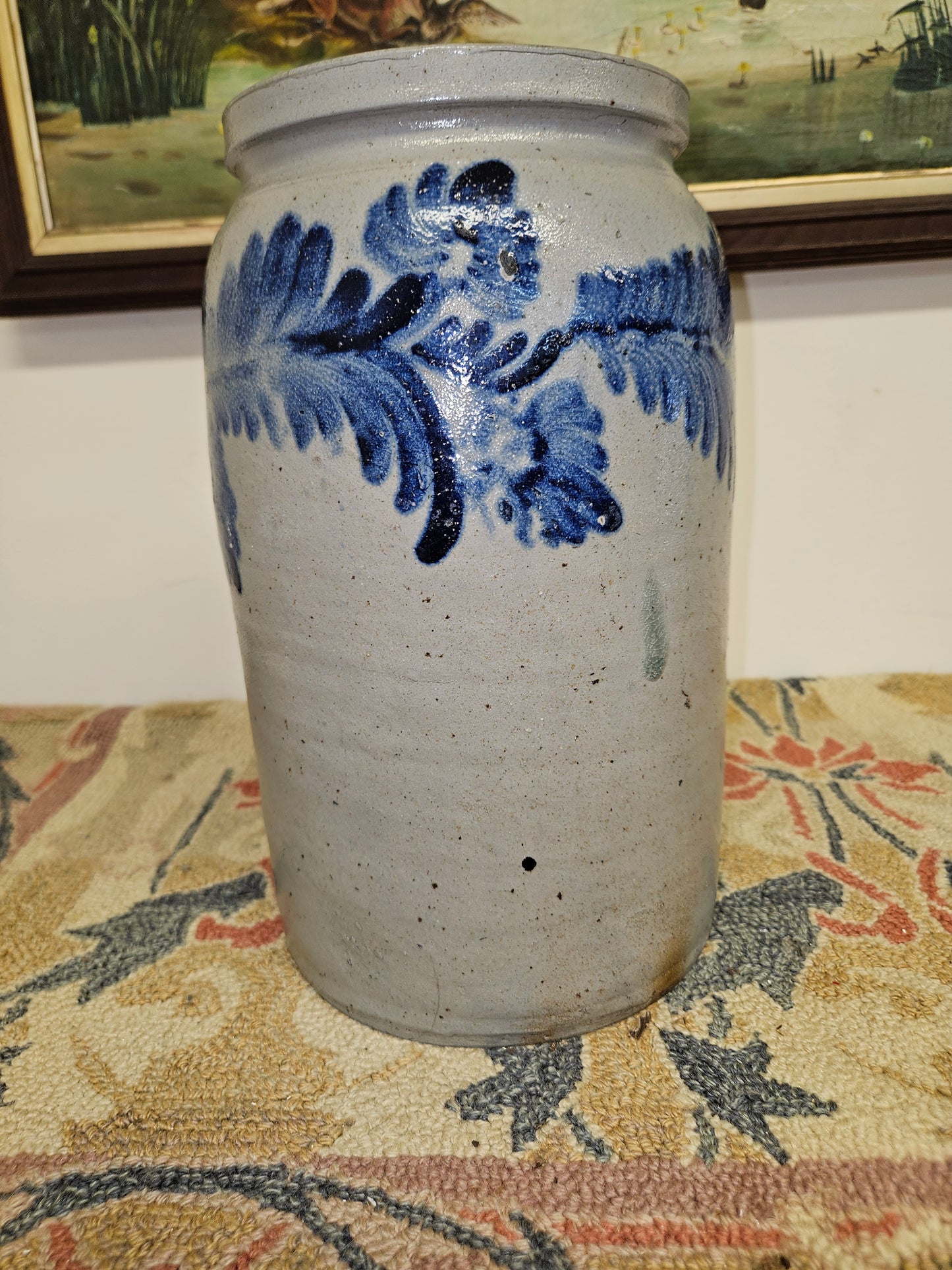Gorgeous Blue Cobalt Decorated Baltimore Stoneware Storage Jar!!!
