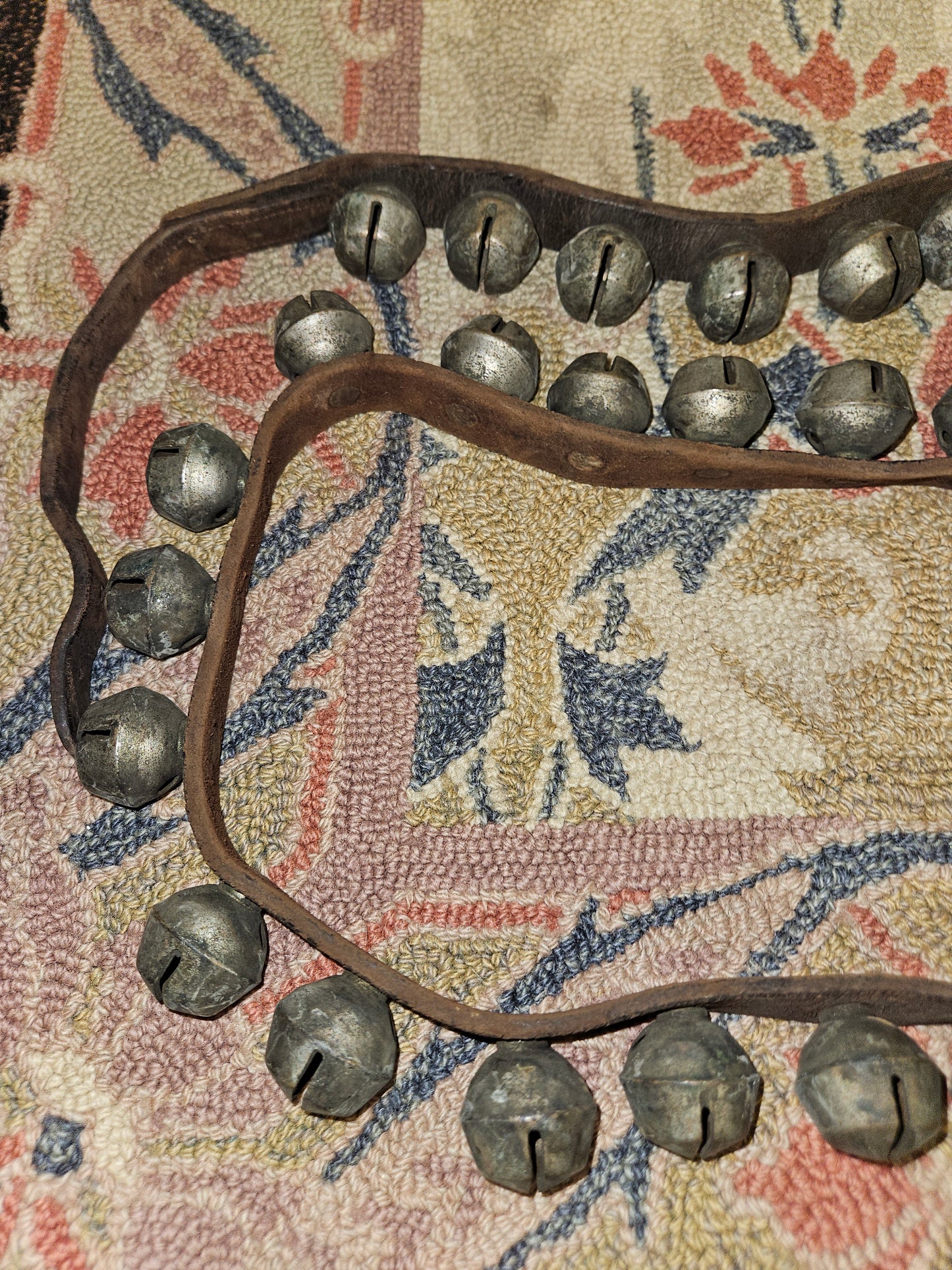 Stunning Antique Horse Sleigh Bells W/ 54 Bells. 93" Strand.