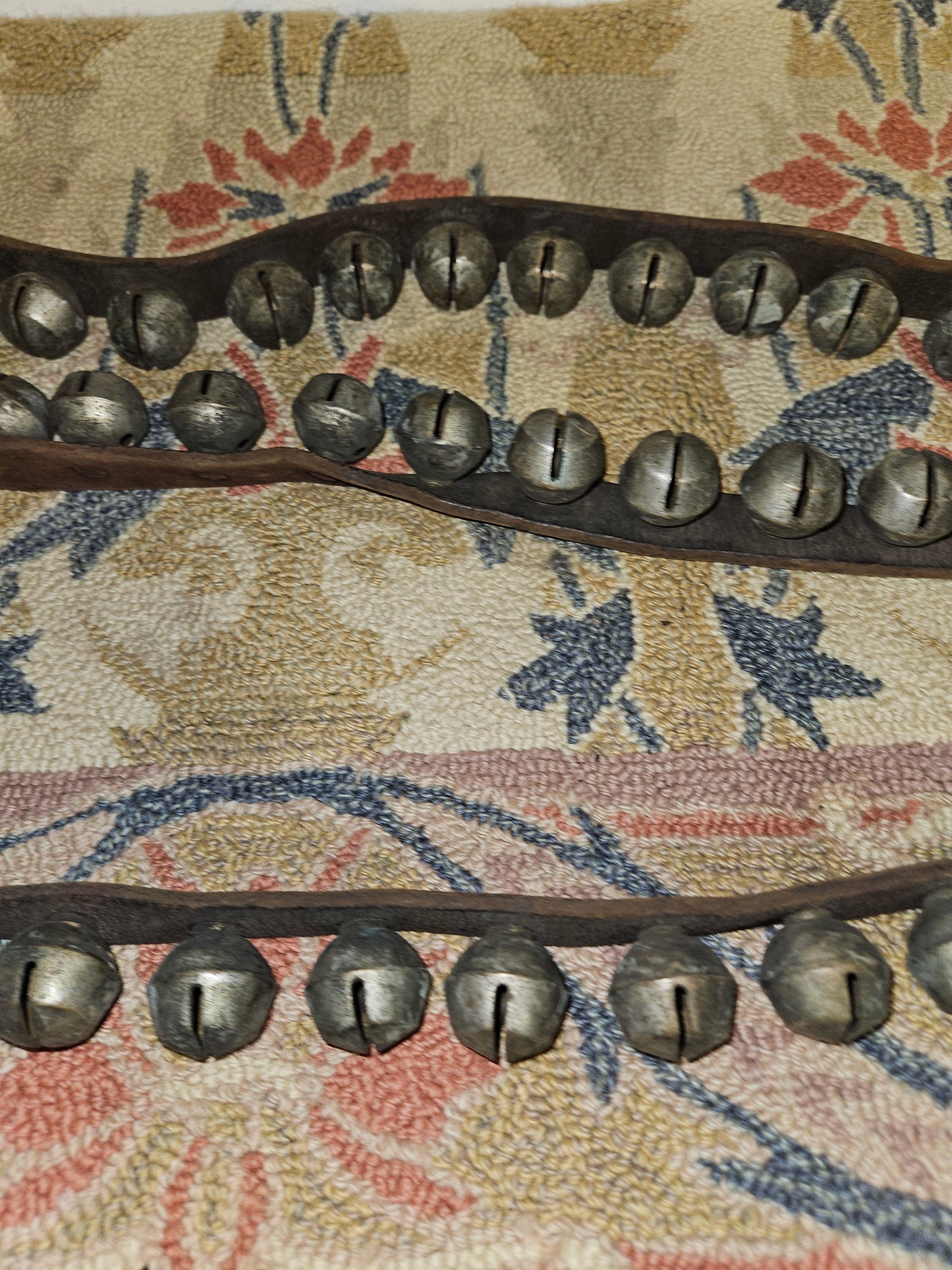 Stunning Antique Horse Sleigh Bells W/ 54 Bells. 93" Strand.