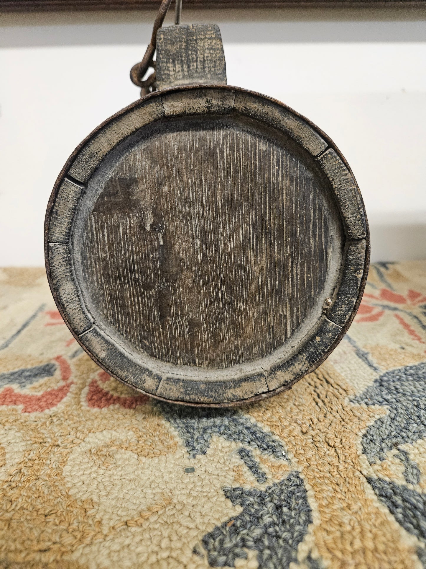 18th century staved oak cider flask.
