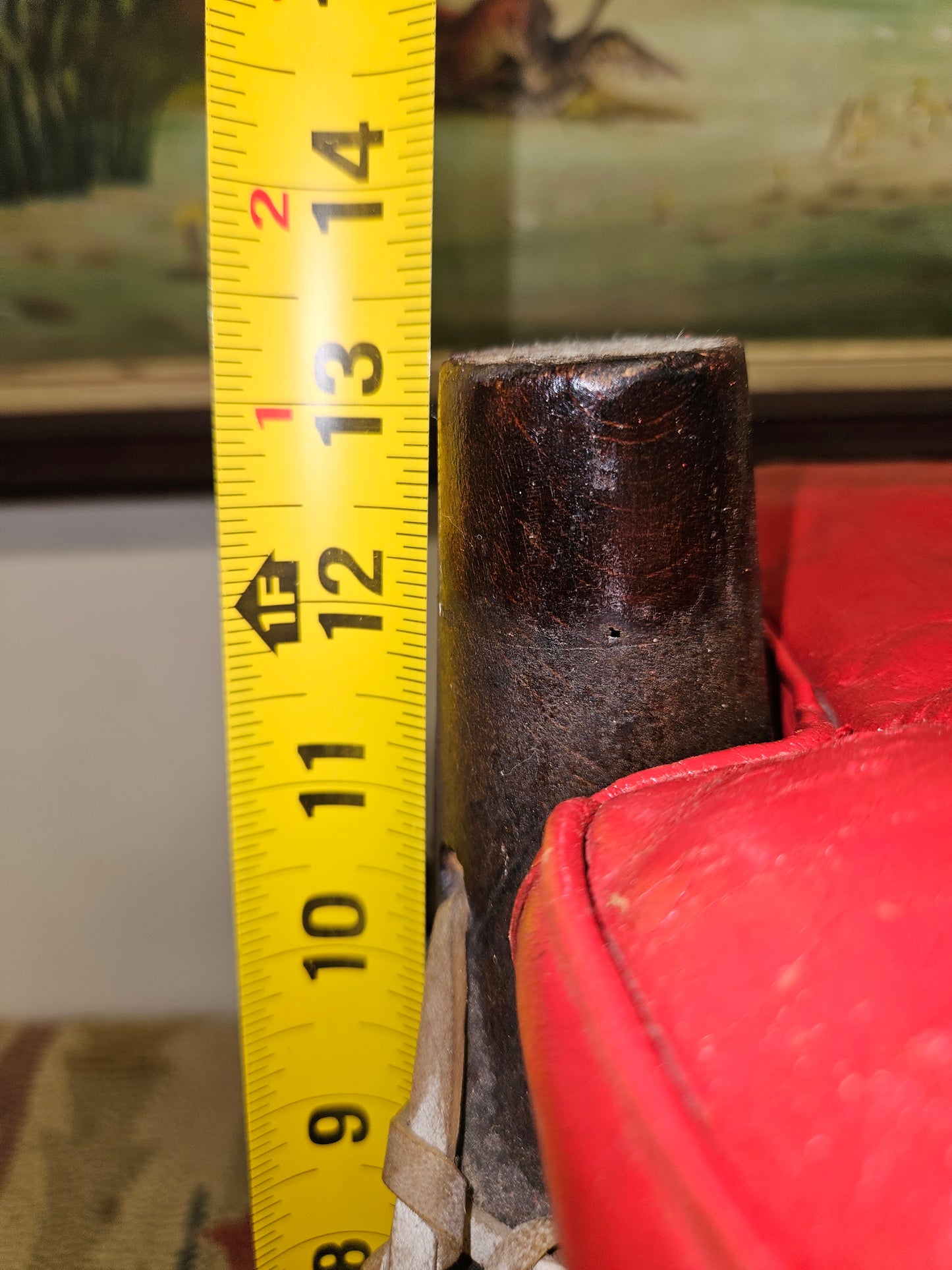 Antique Egyptian Camel Saddle / Stool With Red Leather Seat.