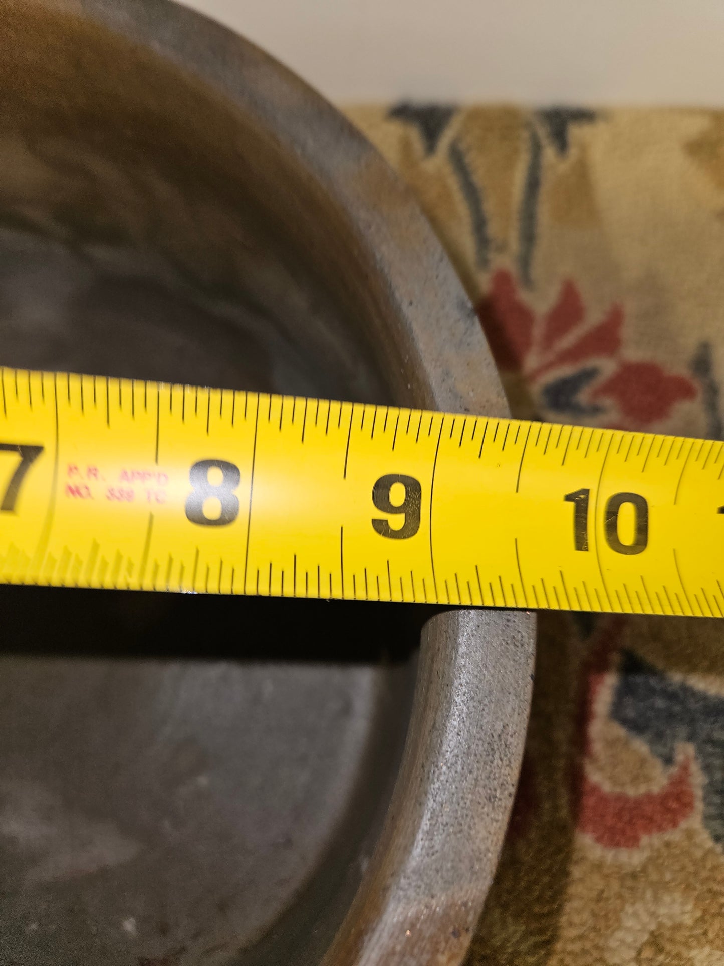 Antique Cake Crock W/ Blue Cobalt Decoration On All Sides.