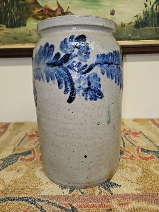 Gorgeous Blue Cobalt Decorated Baltimore Stoneware Storage Jar!!!