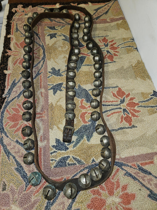 Stunning Antique Horse Sleigh Bells W/ 54 Bells. 93" Strand.