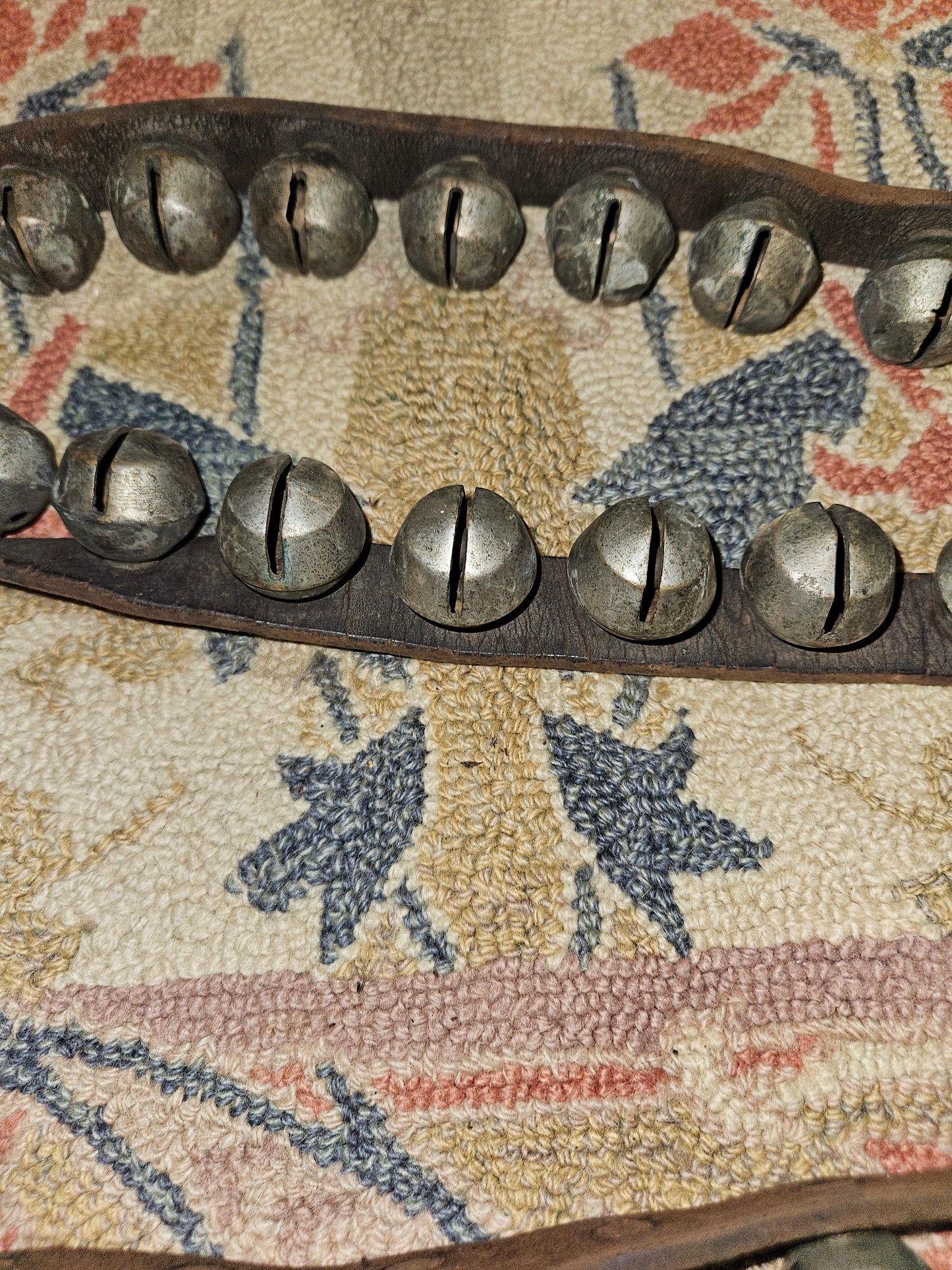 Stunning Antique Horse Sleigh Bells W/ 54 Bells. 93" Strand.