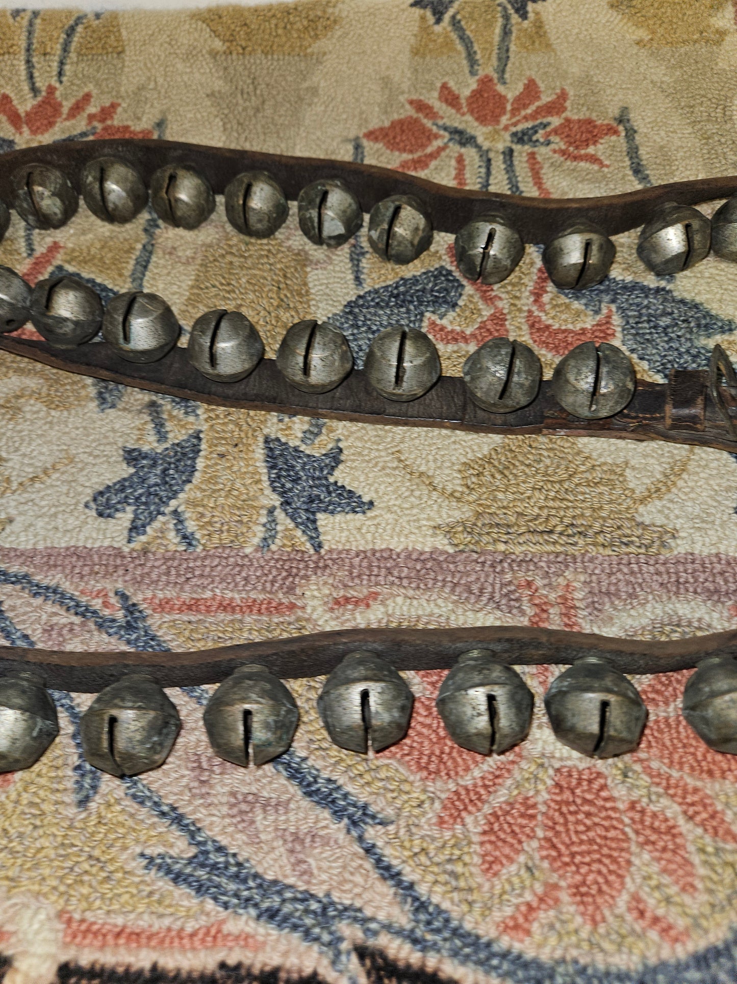Stunning Antique Horse Sleigh Bells W/ 54 Bells. 93" Strand.