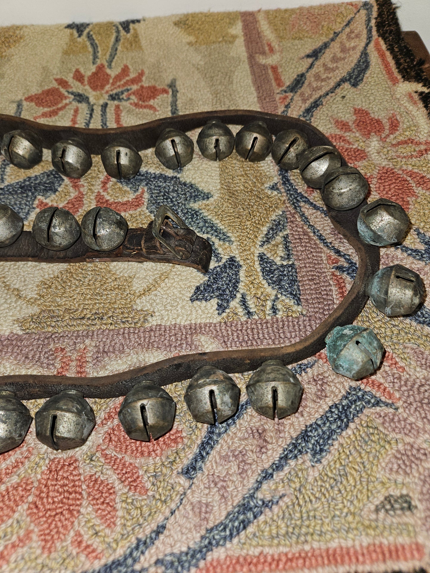 Stunning Antique Horse Sleigh Bells W/ 54 Bells. 93" Strand.