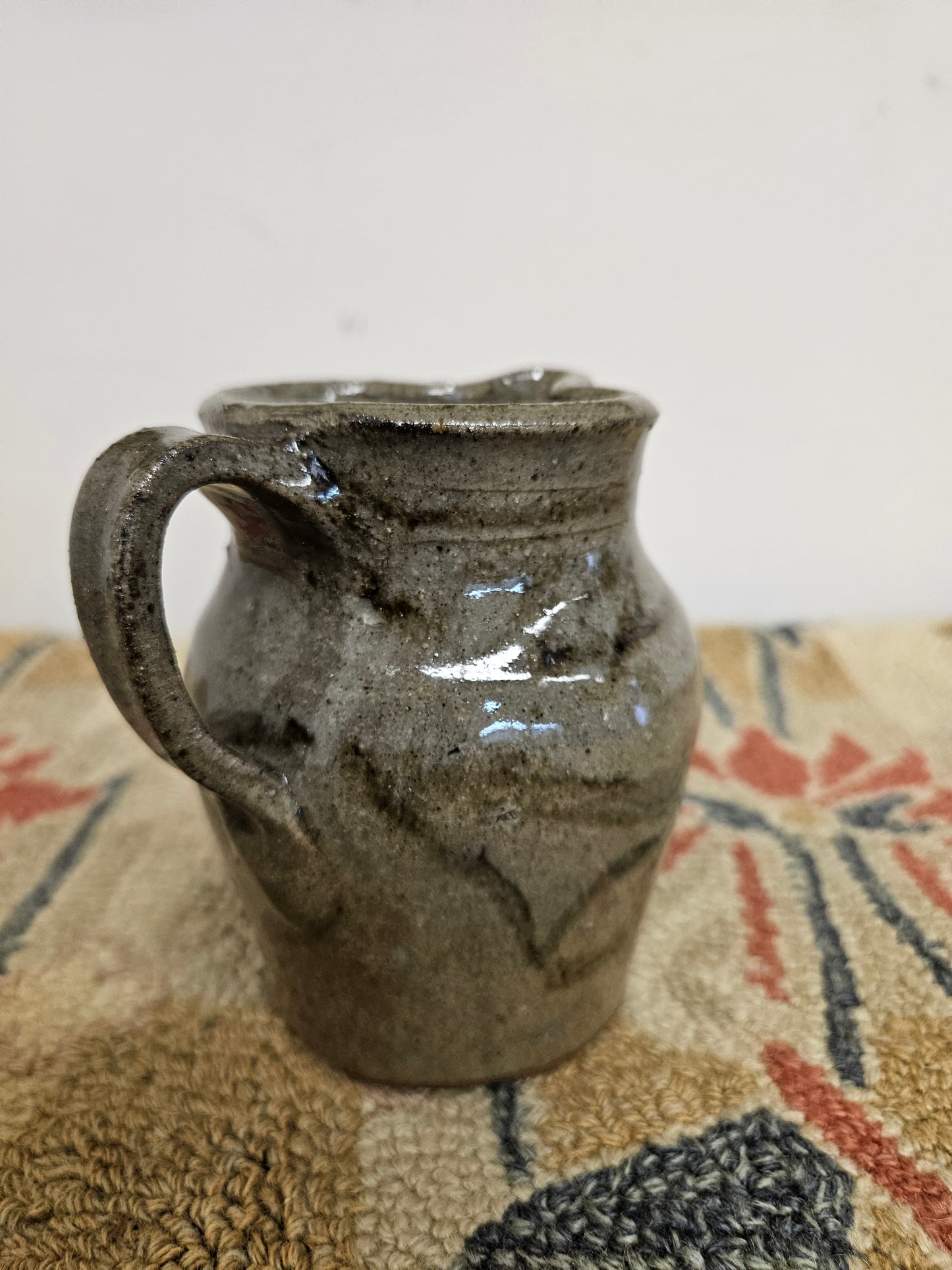 EH Hewell Small Pottery Pitcher W/ Designs!!